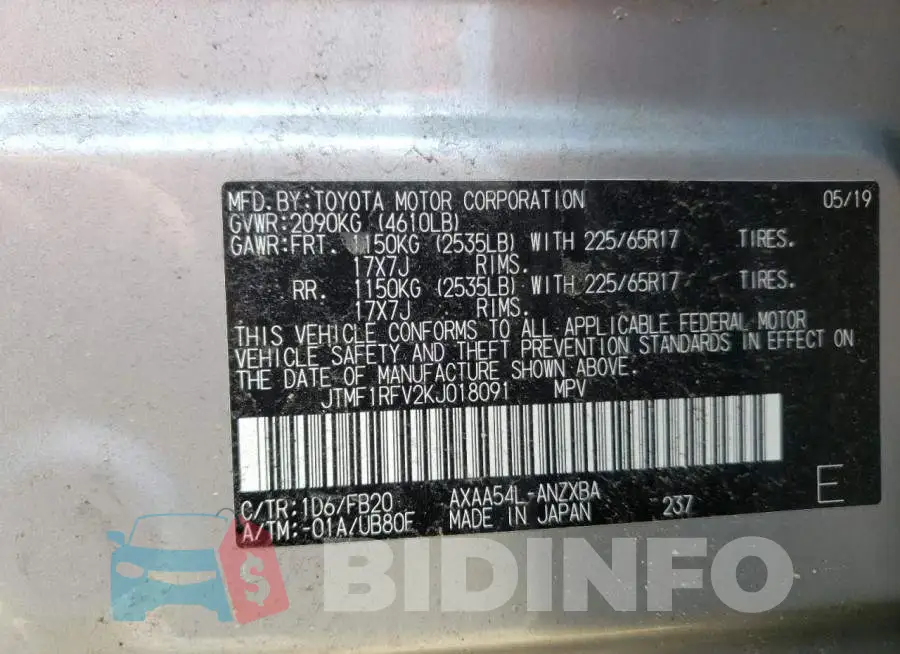 JTMF1RFV2KJ018091 Photo# 10