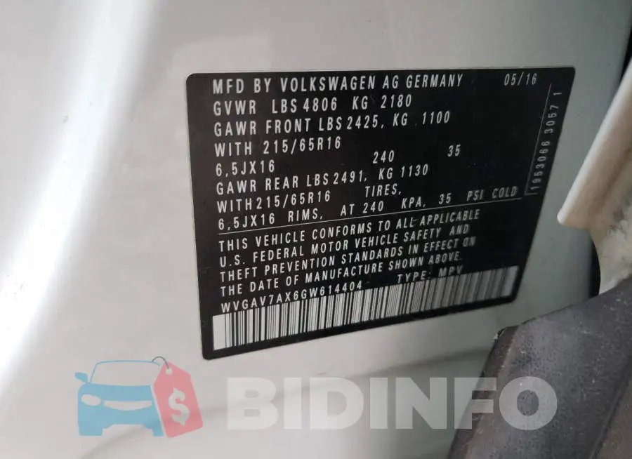 WVGAV7AX6GW614404 Photo# 10