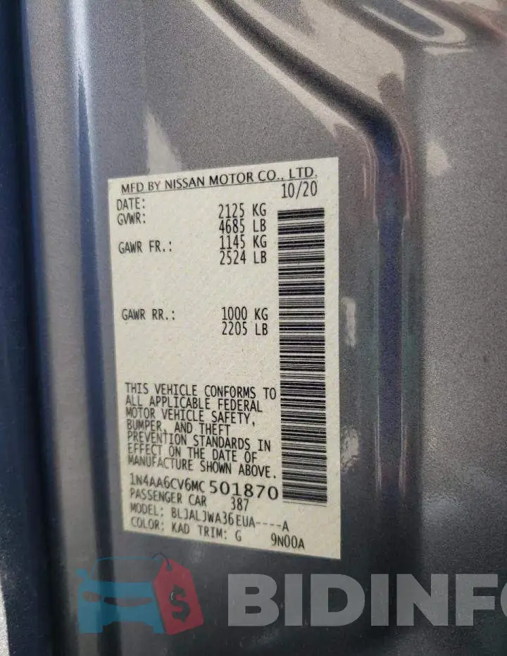 1N4AA6CV6MC501870 Photo# 10