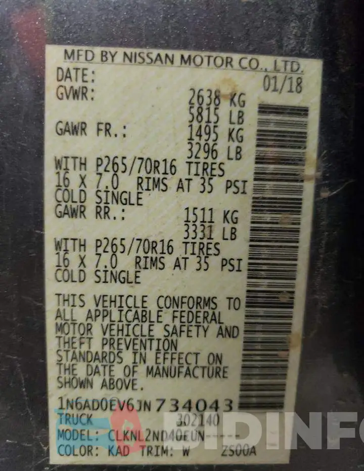 1N6AD0EV6JN734043 Photo# 10