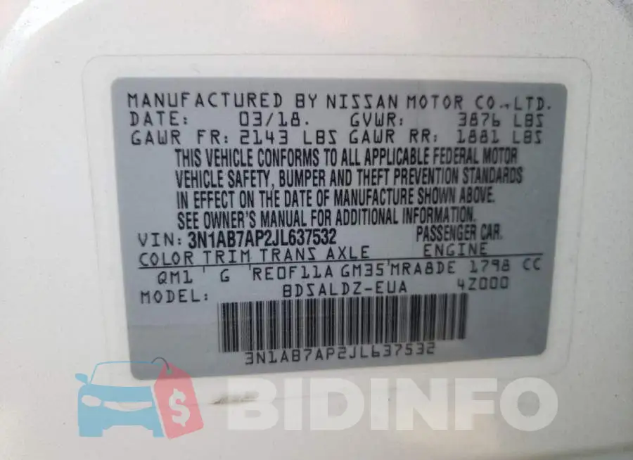 3N1AB7AP2JL637532 Photo# 10