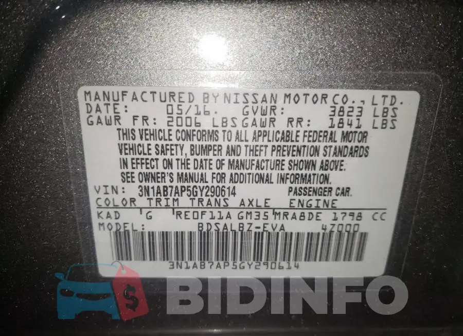 3N1AB7AP5GY290614 Photo# 10