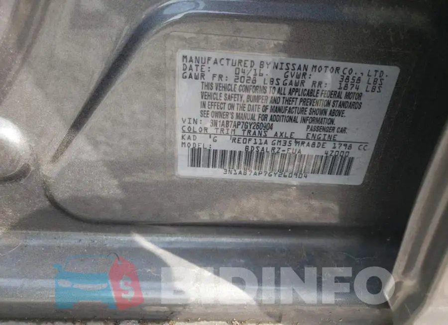 3N1AB7AP7GY260904 Photo# 10