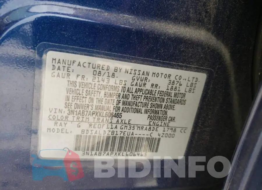 3N1AB7APXKL606465 Photo# 10
