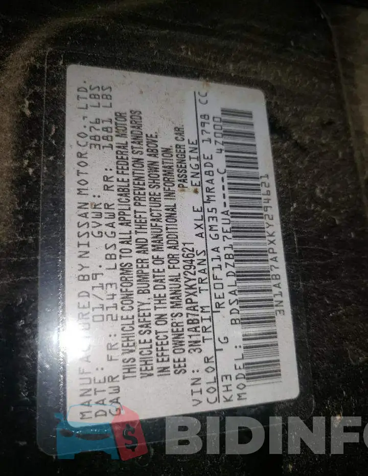 3N1AB7APXKY294621 Photo# 10