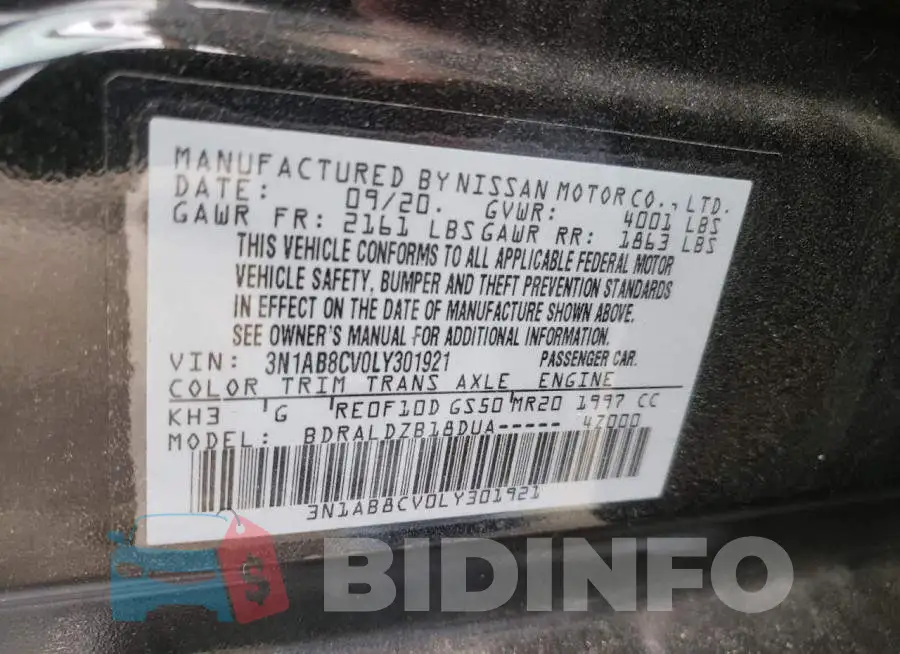 3N1AB8CV0LY301921 Photo# 10