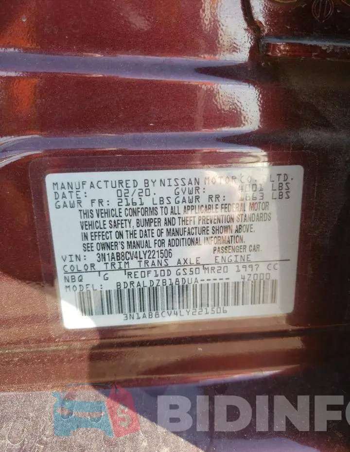 3N1AB8CV4LY221506 Photo# 10