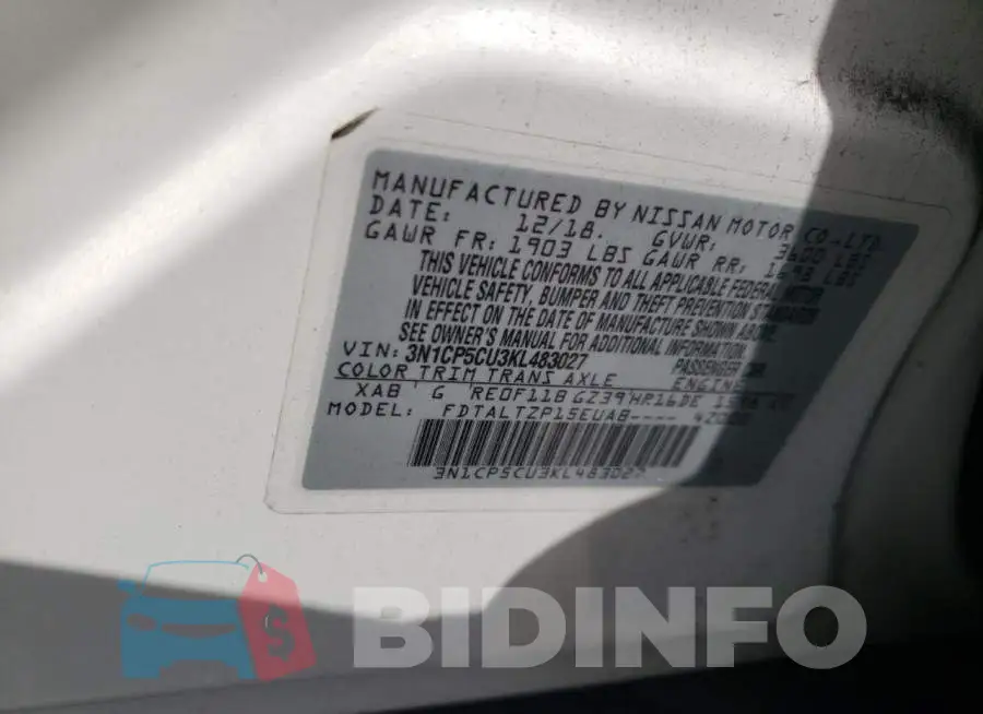 3N1CP5CU3KL483027 Photo# 10
