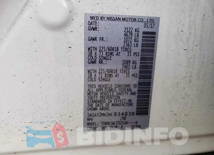 5N1AT2MV2HC834838 Photo# 10