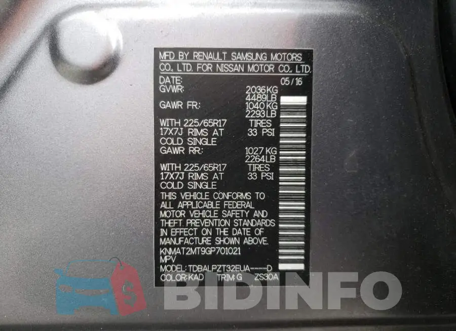 KNMAT2MT9GP701021 Photo# 10