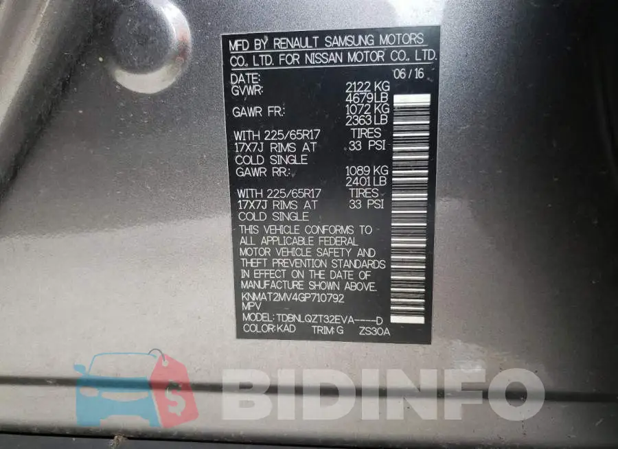 KNMAT2MV4GP710792 Photo# 10