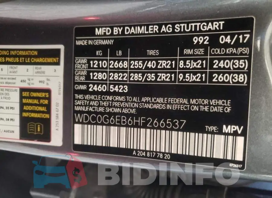 WDC0G6EB6HF266537 Photo# 10