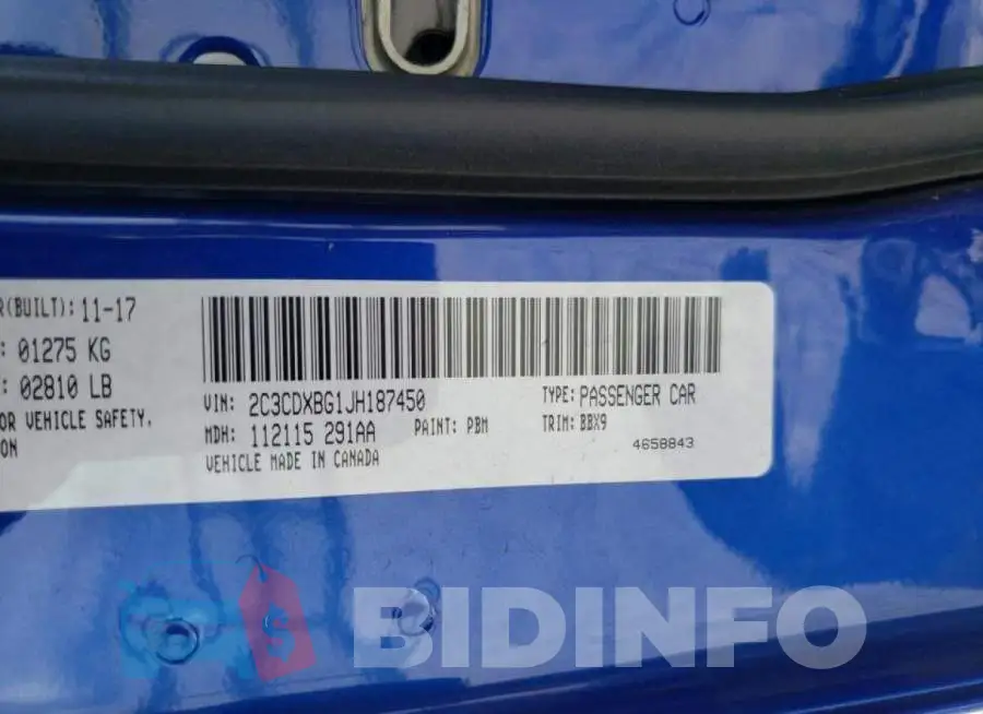 2C3CDXBG1JH187450 Photo# 10