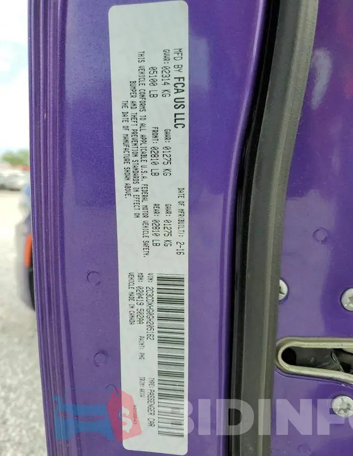 2C3CDXHG0GH205162 Photo# 10