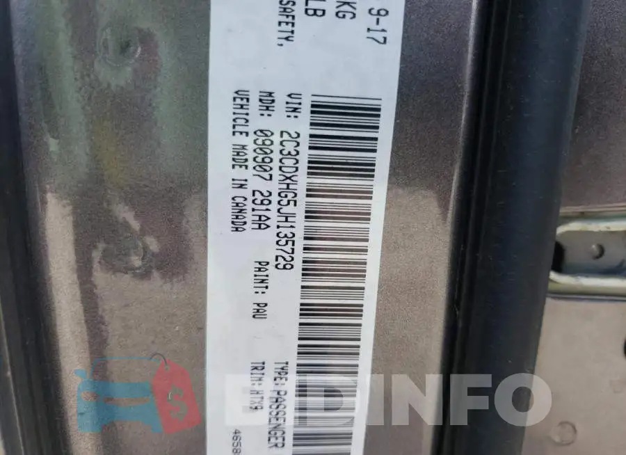 2C3CDXHG5JH135729 Photo# 10