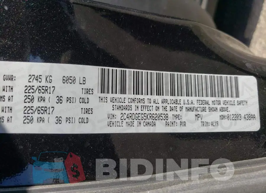 2C4RDGEG5KR620538 Photo# 10