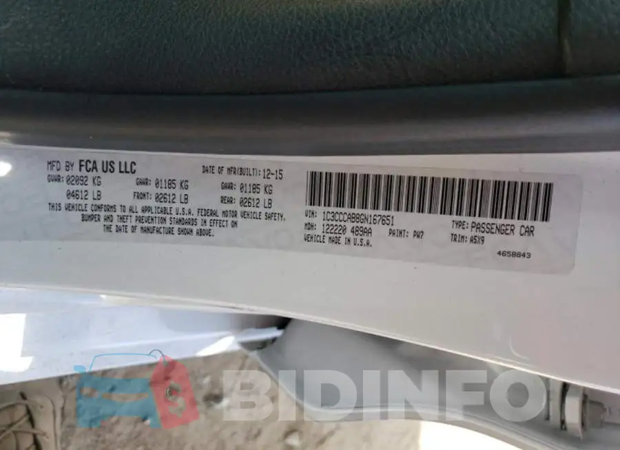 1C3CCCAB8GN167651 Photo# 10