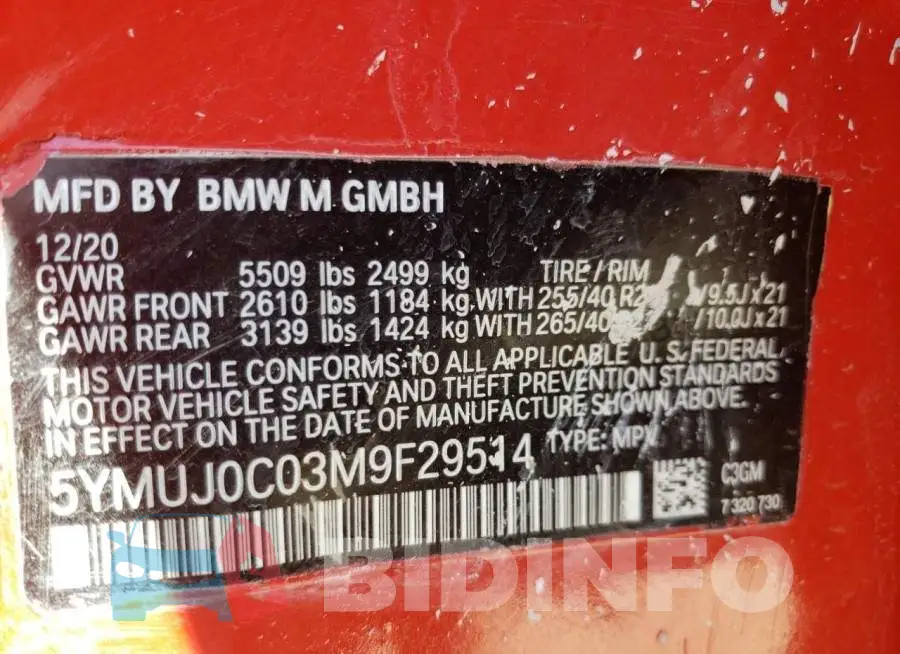5YMUJ0C03M9F29514 Photo# 10
