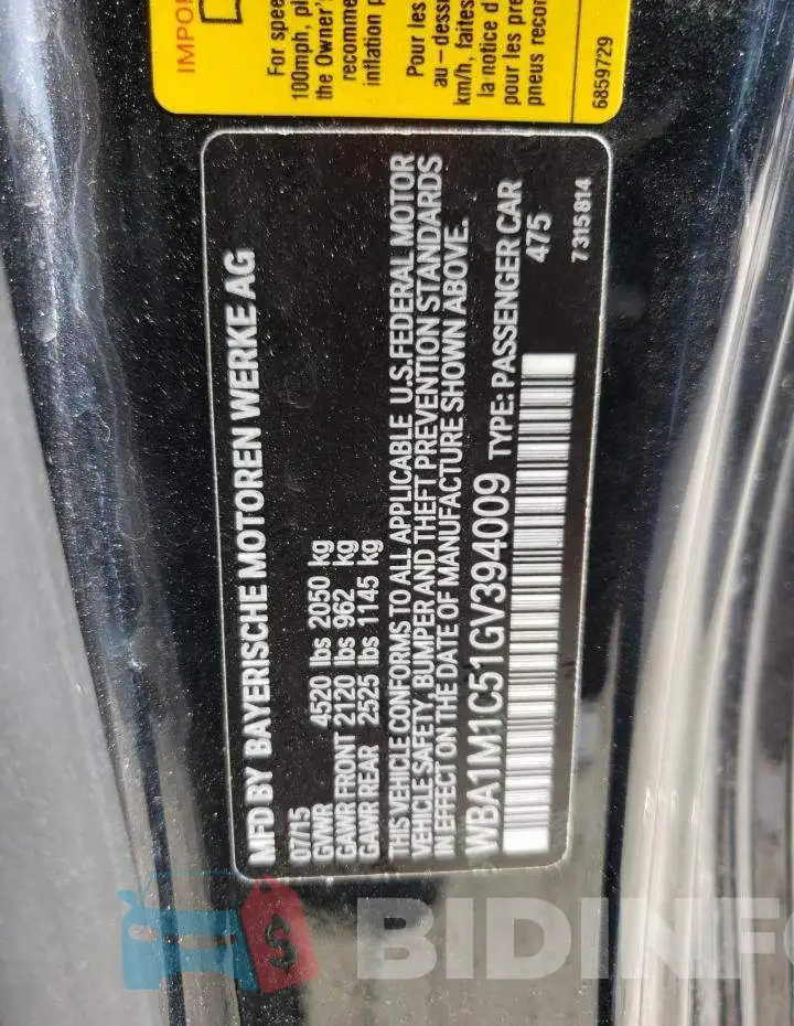 WBA1M1C51GV394009 Photo# 10