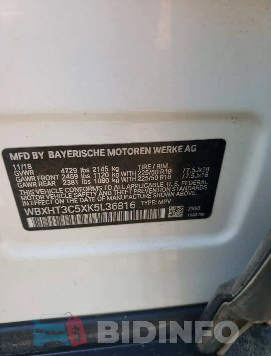 WBXHT3C5XK5L36816 Photo# 10