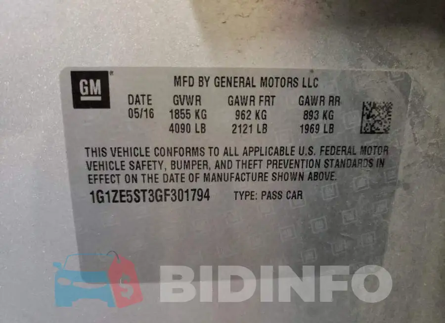 1G1ZE5ST3GF301794 Photo# 10