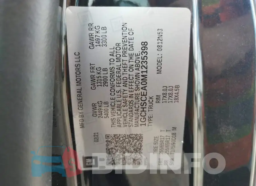 1GCHSCEA0M1235398 Photo# 10