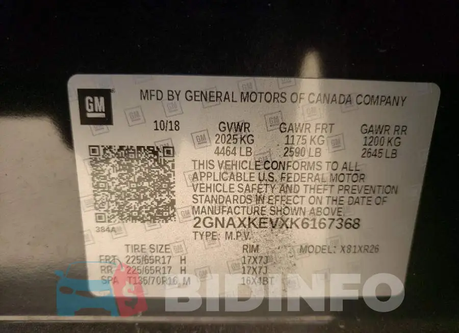 2GNAXKEVXK6167368 Photo# 10