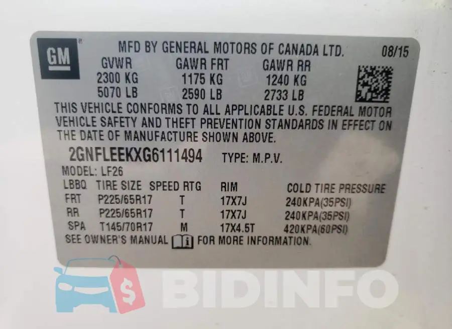 2GNFLEEKXG6111494 Photo# 10