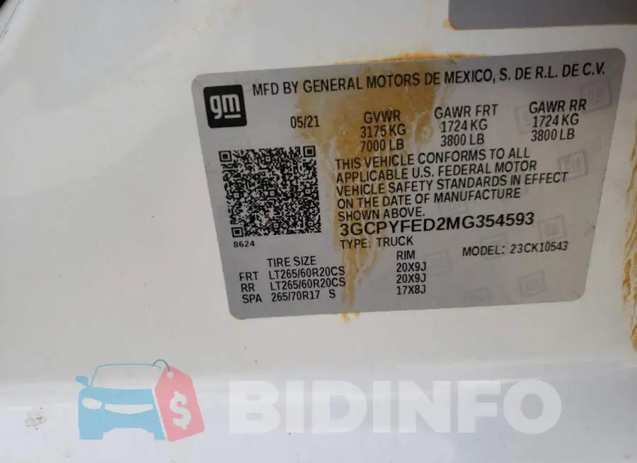 3GCPYFED2MG354593 Photo# 10