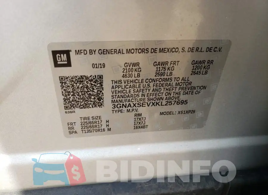 3GNAXSEVXKL257695 Photo# 10