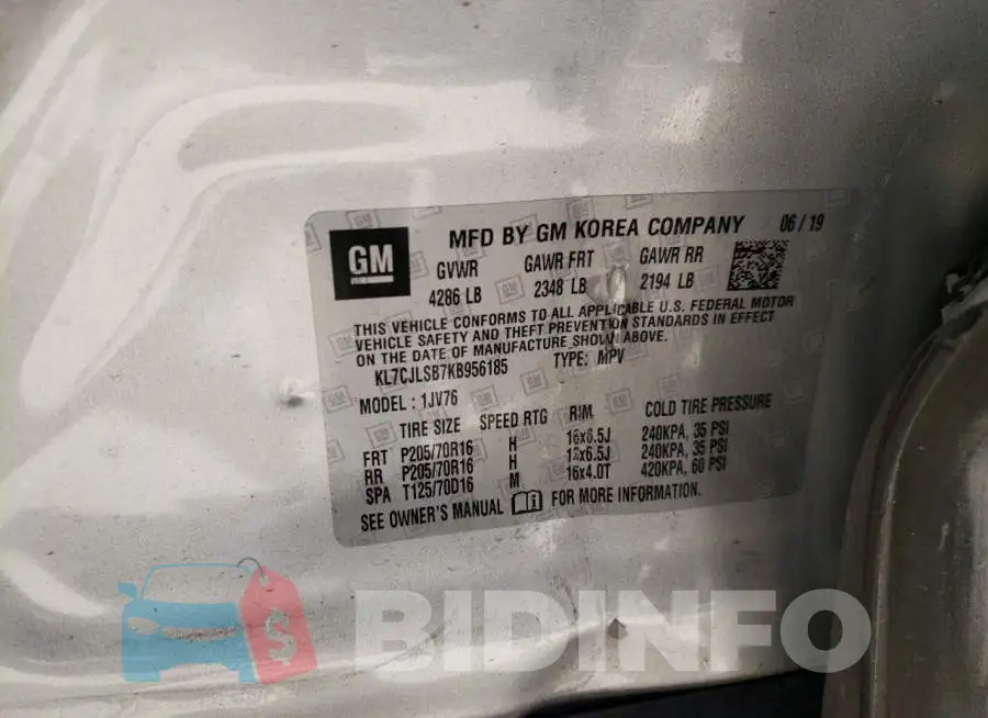 KL7CJLSB7KB956185 Photo# 10