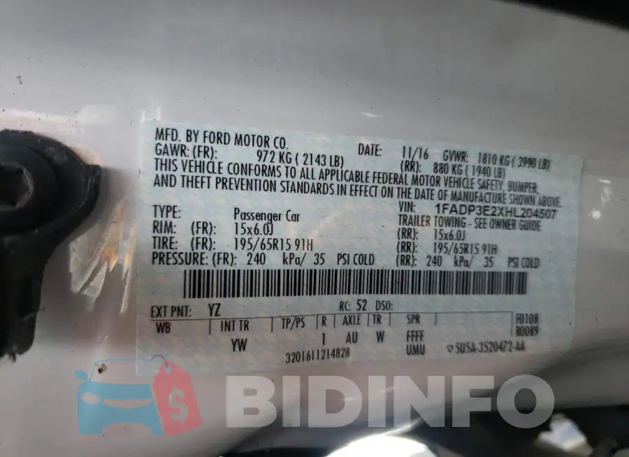 1FADP3E2XHL204507 Photo# 10