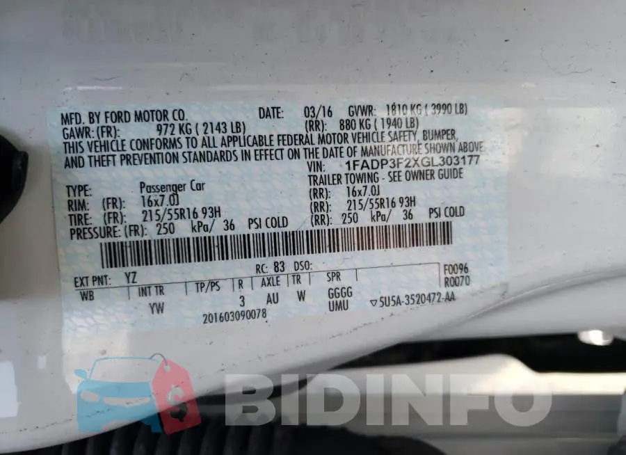1FADP3F2XGL303177 Photo# 10
