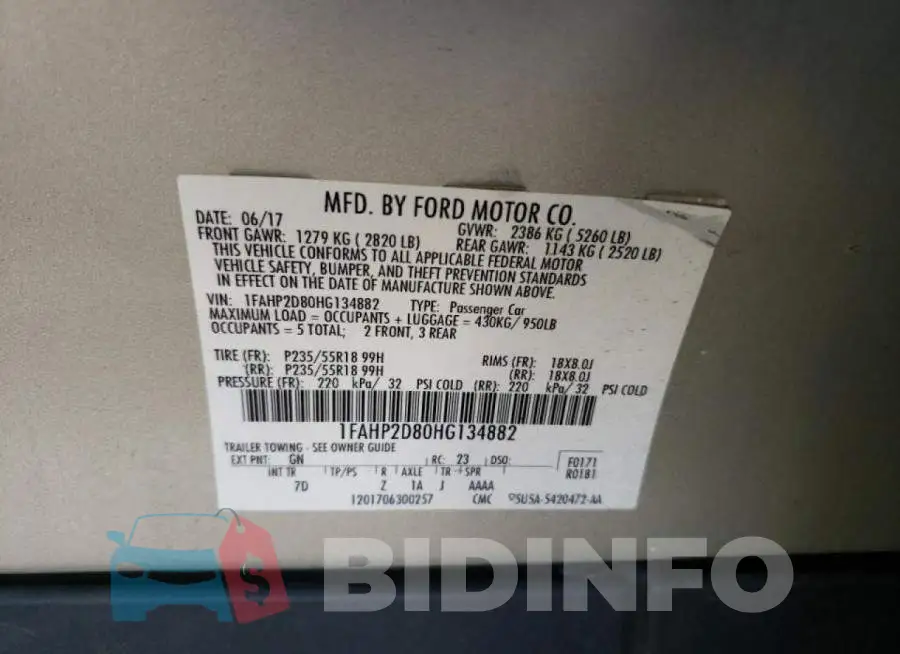 1FAHP2D80HG134882 Photo# 10