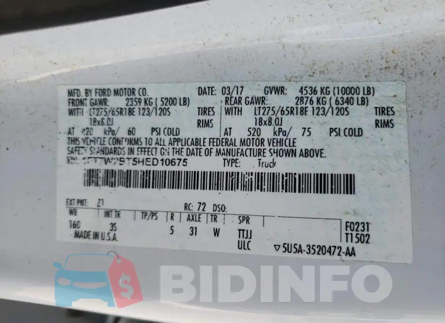 1FT7W2BT5HED10675 Photo# 10