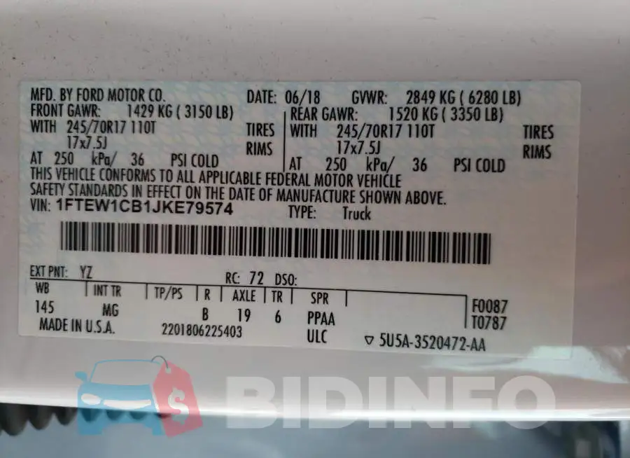 1FTEW1CB1JKE79574 Photo# 10