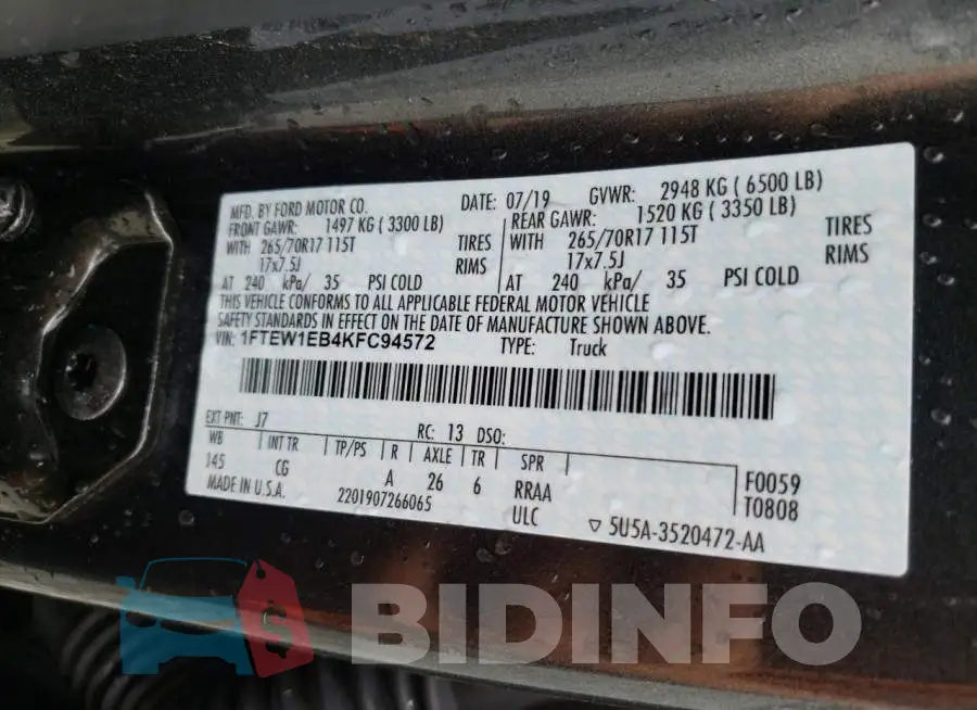 1FTEW1EB4KFC94572 Photo# 10