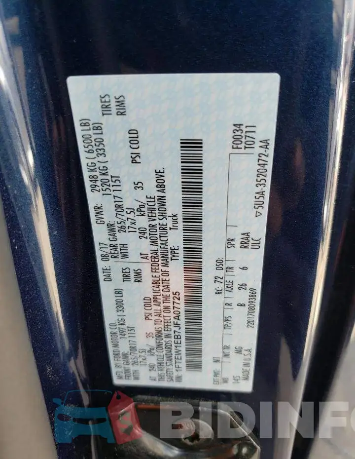 1FTEW1EB7JFA07725 Photo# 10