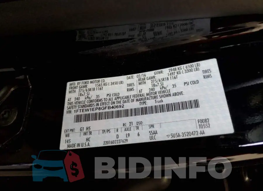 1FTEW1EP8GFB40692 Photo# 10