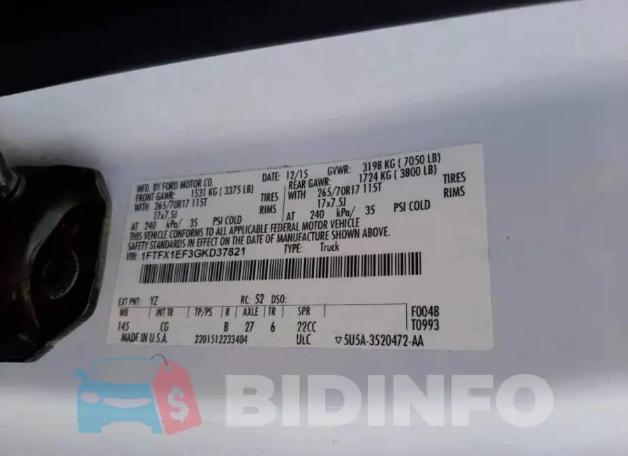 1FTFX1EF3GKD37821 Photo# 10
