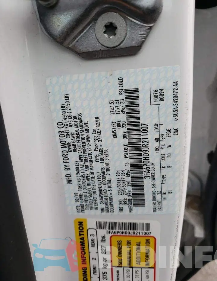 3FA6P0HD9JR211007 Photo# 10