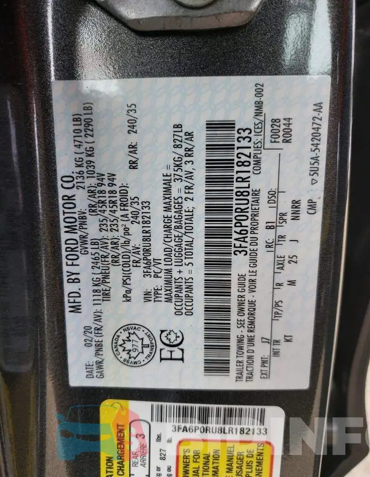 3FA6P0RU8LR182133 Photo# 10