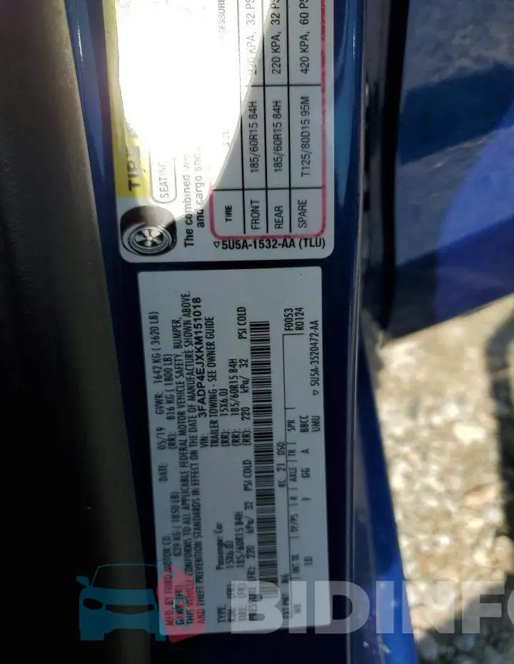 3FADP4EJXKM151018 Photo# 10