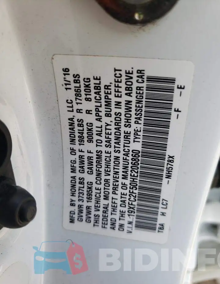 19XFC2F50HE206860 Photo# 10