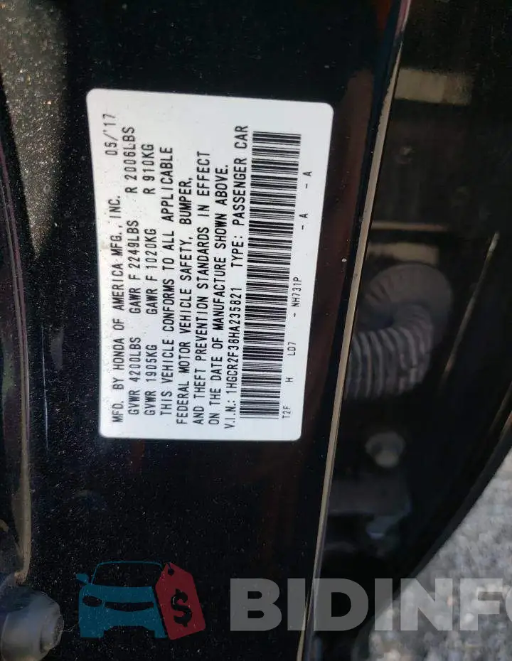 1HGCR2F38HA235821 Photo# 10