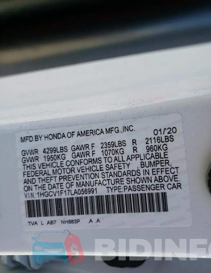 1HGCV1F17LA056991 Photo# 10