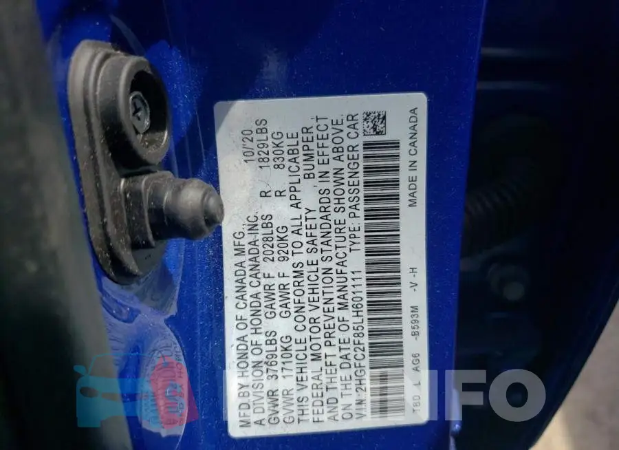 2HGFC2F85LH601111 Photo# 10