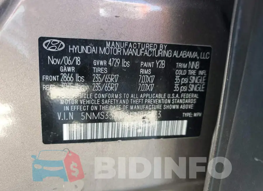 5NMS33AD8KH061473 Photo# 10