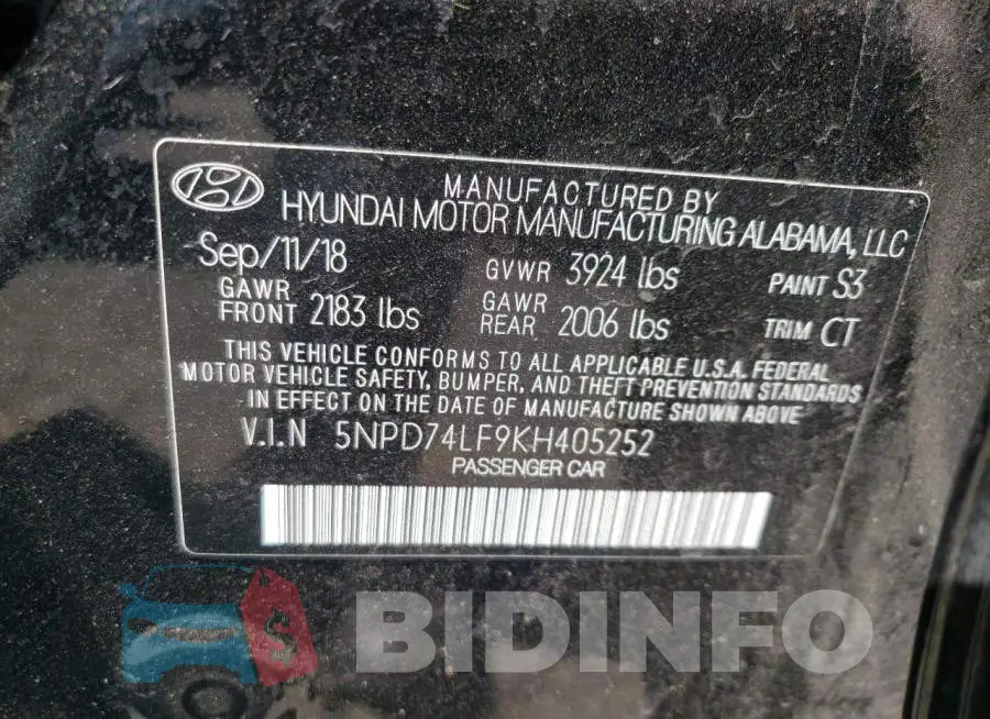 5NPD74LF9KH405252 Photo# 10