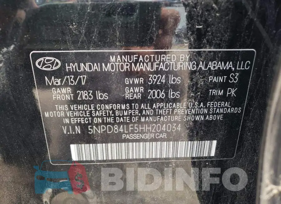 5NPD84LF5HH204034 Photo# 10